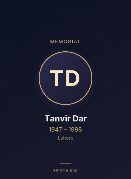 Memorial portrait of Tanvir Dar