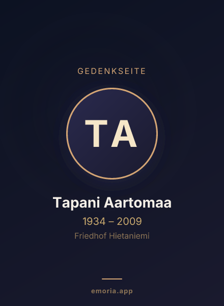 Gedenkportrait von Tapani Aartomaa