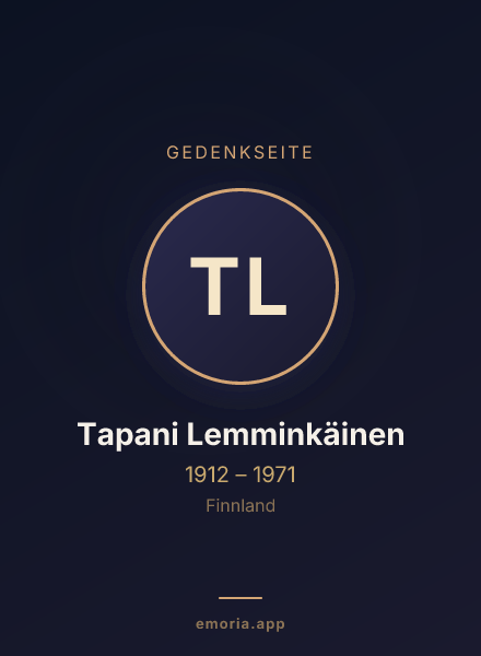 Gedenkportrait von Tapani Lemminkäinen
