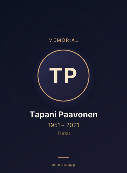 Memorial portrait of Tapani Paavonen