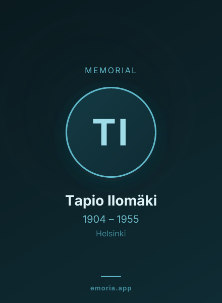 Memorial portrait of Tapio Ilomäki