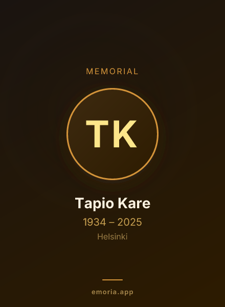Memorial portrait of Tapio Kare