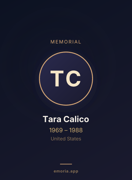 Memorial portrait of Tara Calico