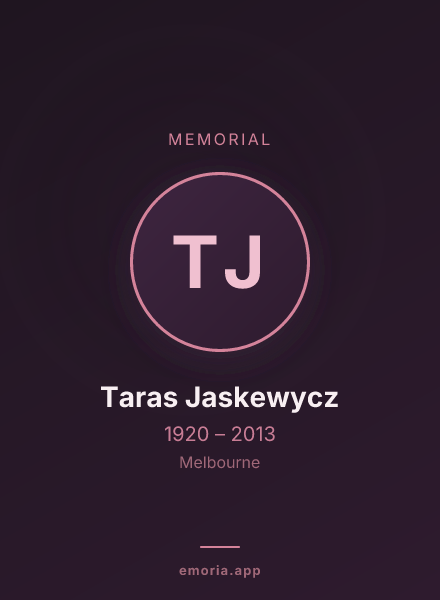 Memorial portrait of Taras Jaskewycz