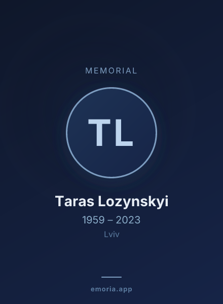 Memorial portrait of Taras Lozynskyi