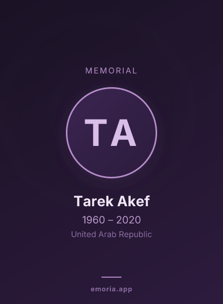 Memorial portrait of Tarek Akef