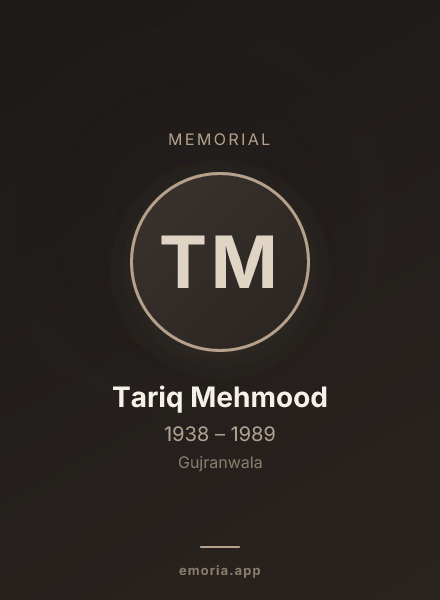 Memorial portrait of Tariq Mehmood