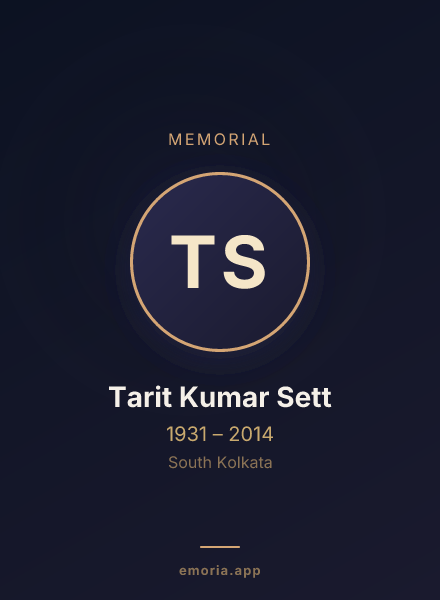 Memorial portrait of Tarit Kumar Sett
