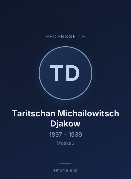 Gedenkportrait von Taritschan Michailowitsch Djakow