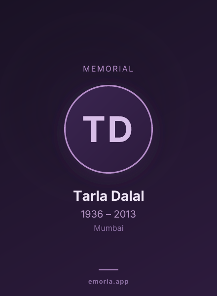 Memorial portrait of Tarla Dalal