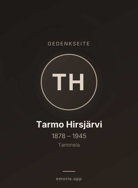 Gedenkportrait von Tarmo Hirsjärvi