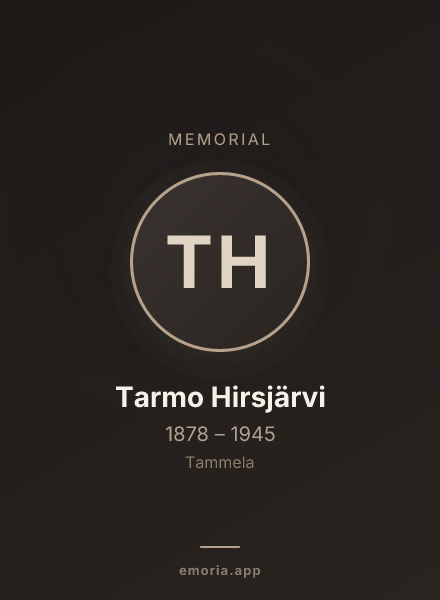 Memorial portrait of Tarmo Hirsjärvi
