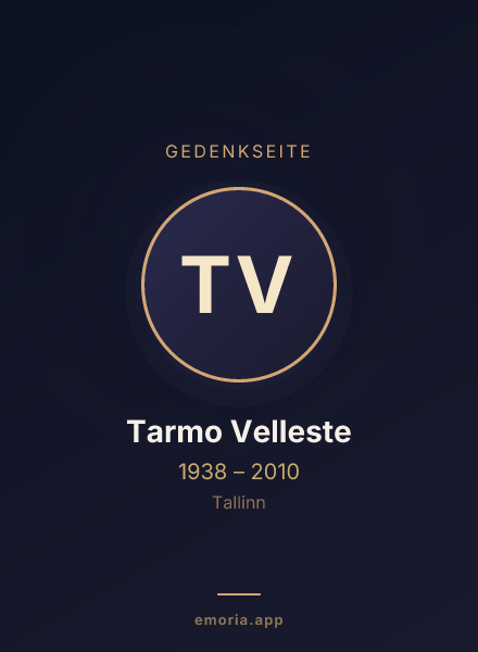 Gedenkportrait von Tarmo Velleste