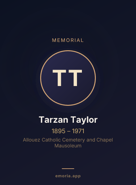 Memorial portrait of Tarzan Taylor