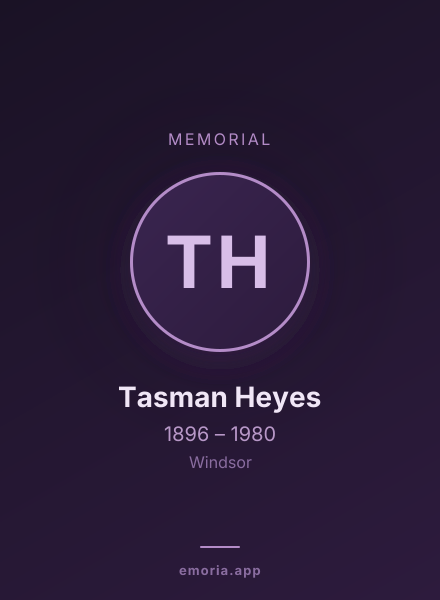 Memorial portrait of Tasman Heyes