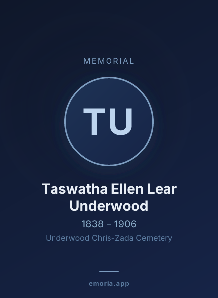 Memorial portrait of Taswatha Ellen Lear Underwood