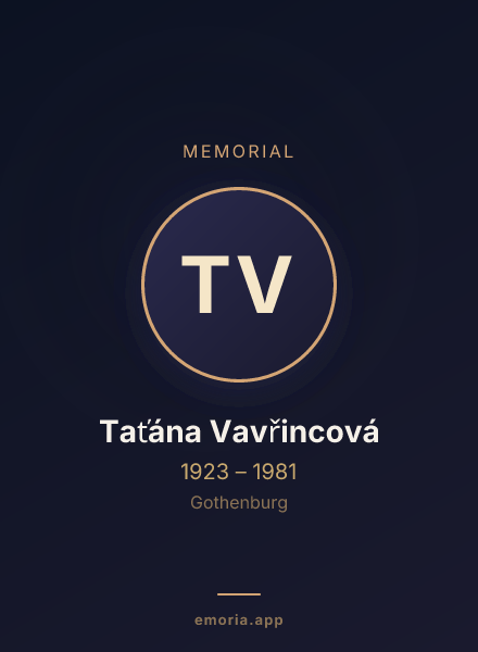 Memorial portrait of Taťána Vavřincová