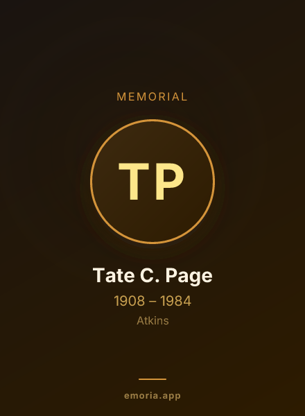 Memorial portrait of Tate C. Page