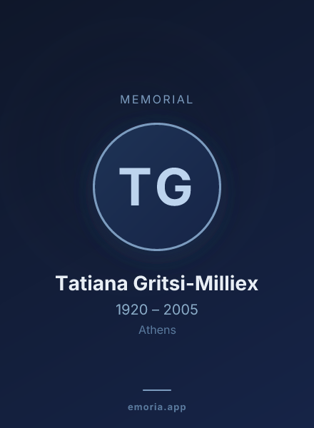 Memorial portrait of Tatiana Gritsi-Milliex
