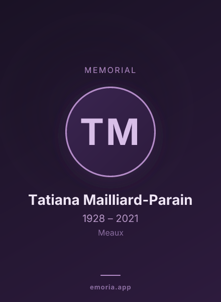 Memorial portrait of Tatiana Mailliard-Parain