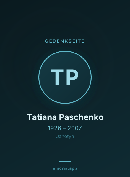 Gedenkportrait von Tatiana Paschenko