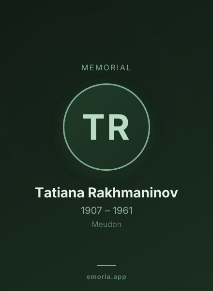Memorial portrait of Tatiana Rakhmaninov