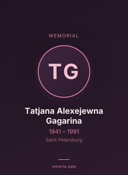 Memorial portrait of Tatjana Alexejewna Gagarina