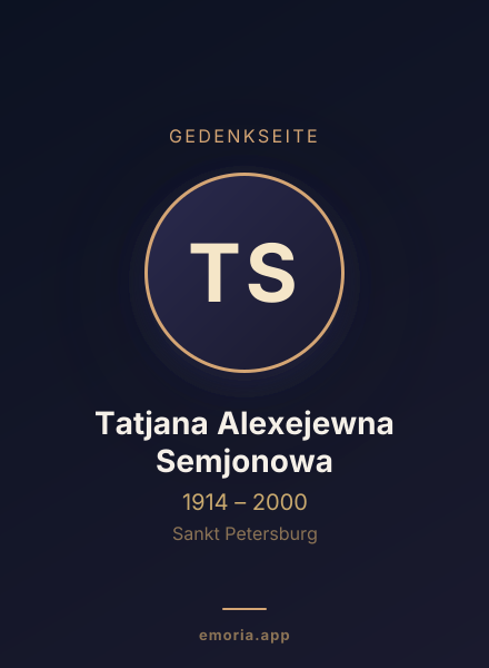 Gedenkportrait von Tatjana Alexejewna Semjonowa