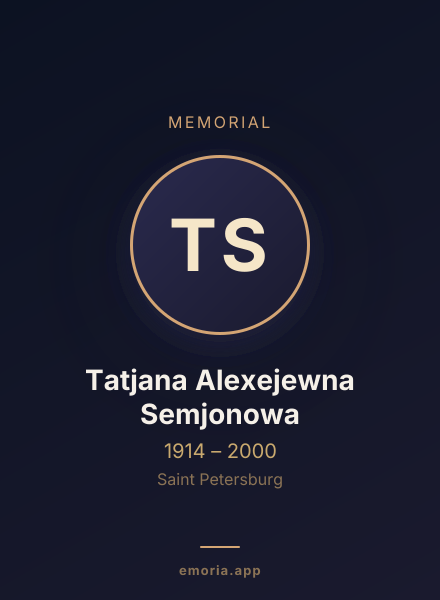 Memorial portrait of Tatjana Alexejewna Semjonowa