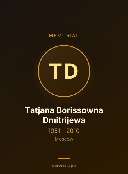 Memorial portrait of Tatjana Borissowna Dmitrijewa