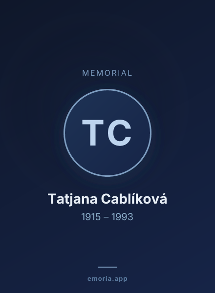 Memorial portrait of Tatjana Cablíková