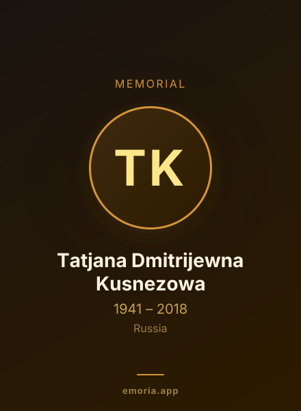Memorial portrait of Tatjana Dmitrijewna Kusnezowa