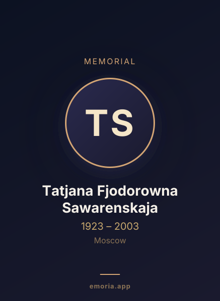 Memorial portrait of Tatjana Fjodorowna Sawarenskaja