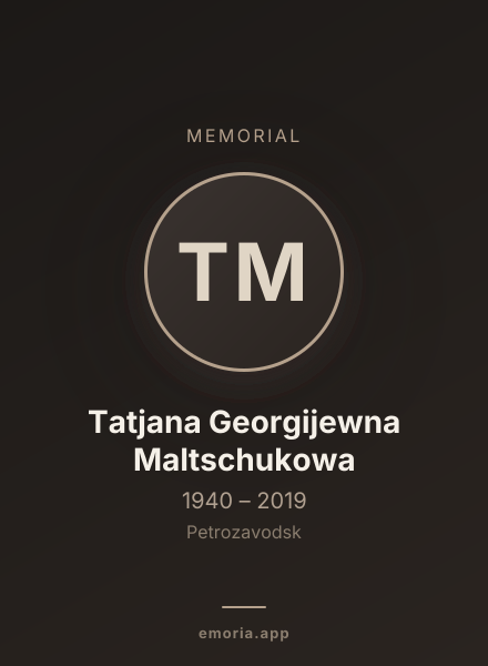 Memorial portrait of Tatjana Georgijewna Maltschukowa