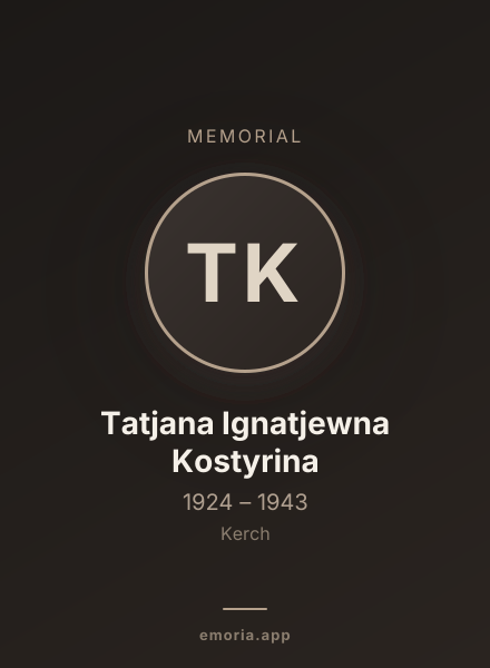 Memorial portrait of Tatjana Ignatjewna Kostyrina