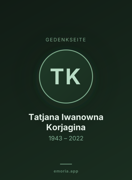Gedenkportrait von Tatjana Iwanowna Korjagina