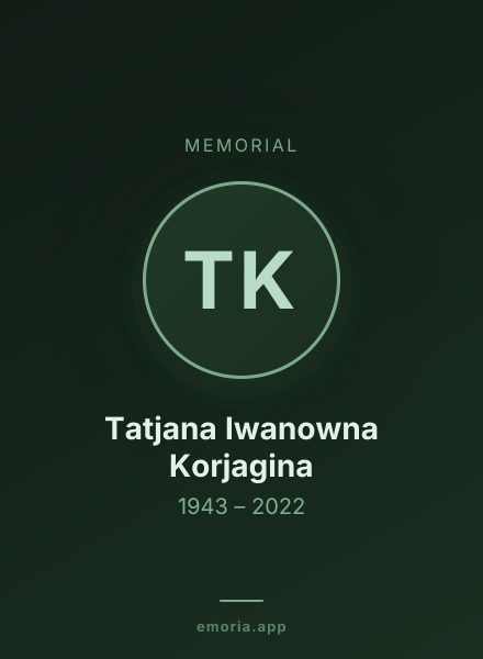 Memorial portrait of Tatjana Iwanowna Korjagina