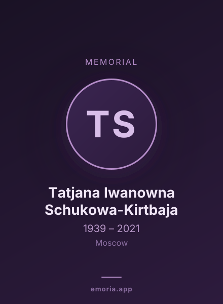 Memorial portrait of Tatjana Iwanowna Schukowa-Kirtbaja