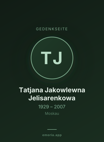 Gedenkportrait von Tatjana Jakowlewna Jelisarenkowa