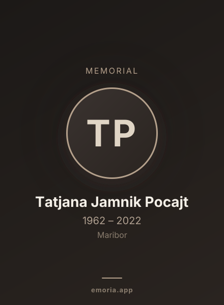 Memorial portrait of Tatjana Jamnik Pocajt