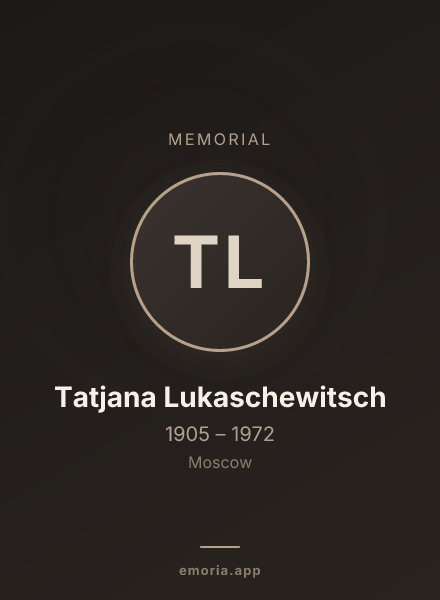Memorial portrait of Tatjana Lukaschewitsch