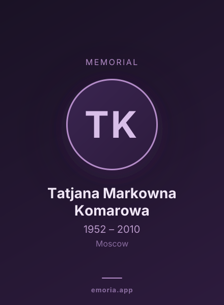 Memorial portrait of Tatjana Markowna Komarowa