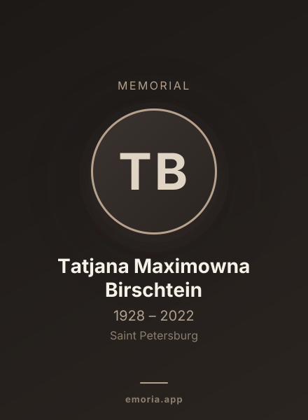 Memorial portrait of Tatjana Maximowna Birschtein