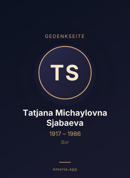 Gedenkportrait von Tatjana Michaylovna Sjabaeva