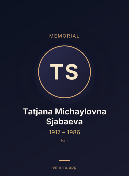 Memorial portrait of Tatjana Michaylovna Sjabaeva