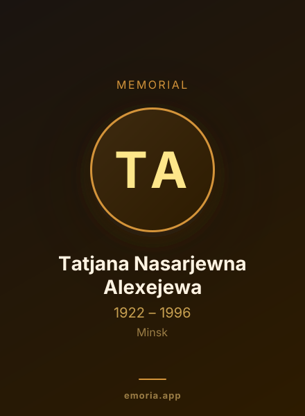 Memorial portrait of Tatjana Nasarjewna Alexejewa