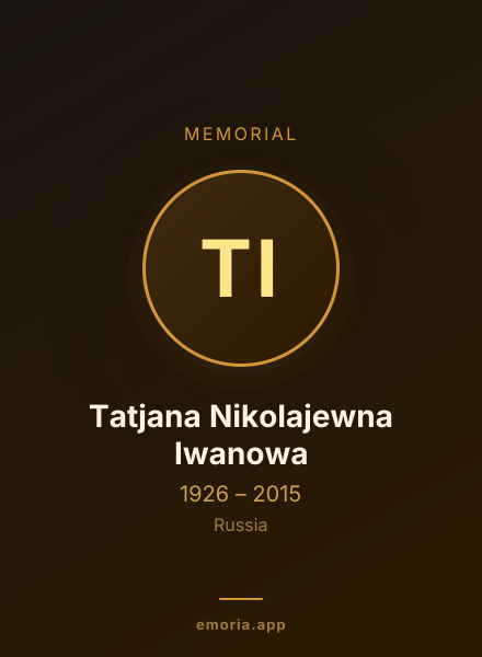 Memorial portrait of Tatjana Nikolajewna Iwanowa