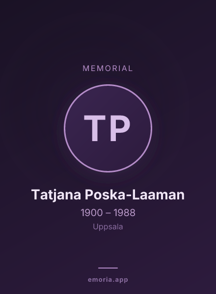 Memorial portrait of Tatjana Poska-Laaman