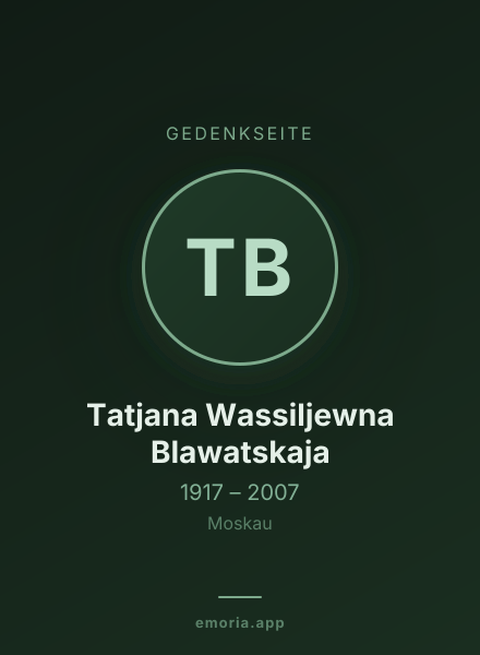 Gedenkportrait von Tatjana Wassiljewna Blawatskaja