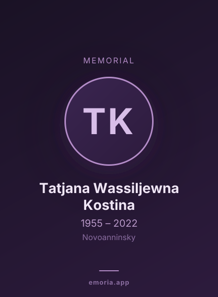 Memorial portrait of Tatjana Wassiljewna Kostina